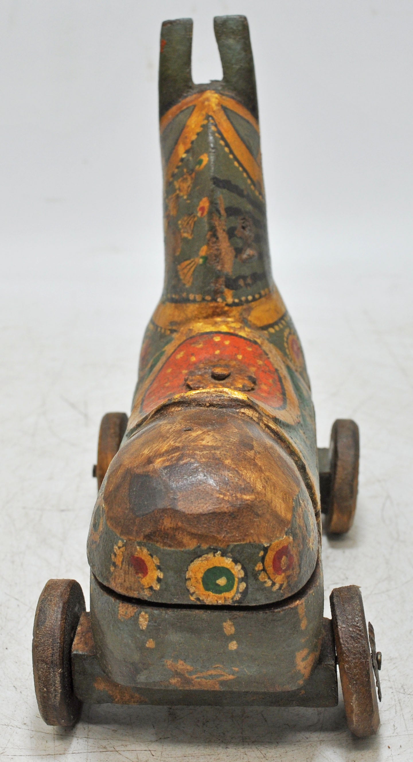 Hand Carved Wooden Horse on Wheels Spice Box Fine Hand Painted