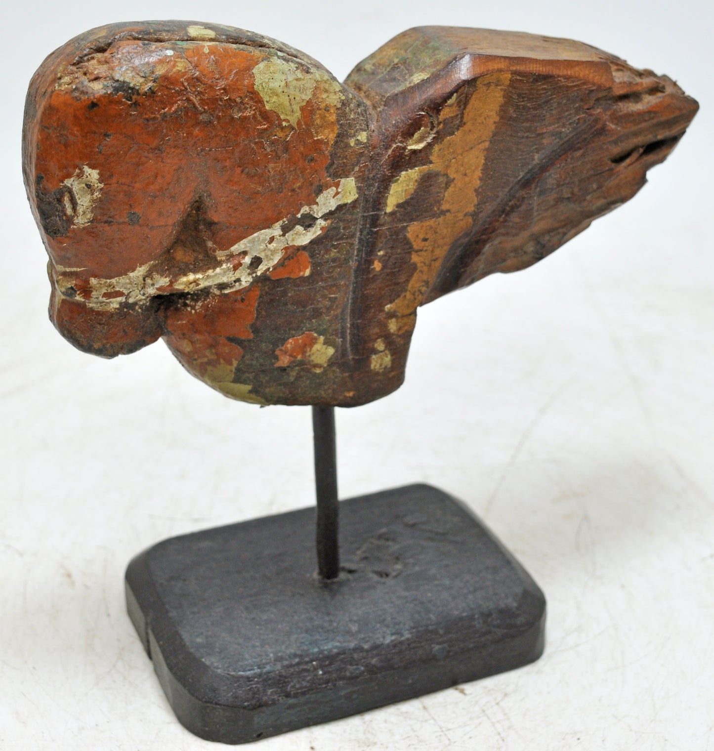 Antique Wooden Horse Head Figurine Original Old Fine Hand Carved