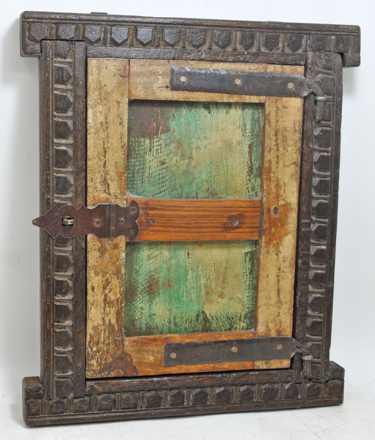 Antique Wooden Wall Décor Window Panel Frame Original Old Hand Crafted