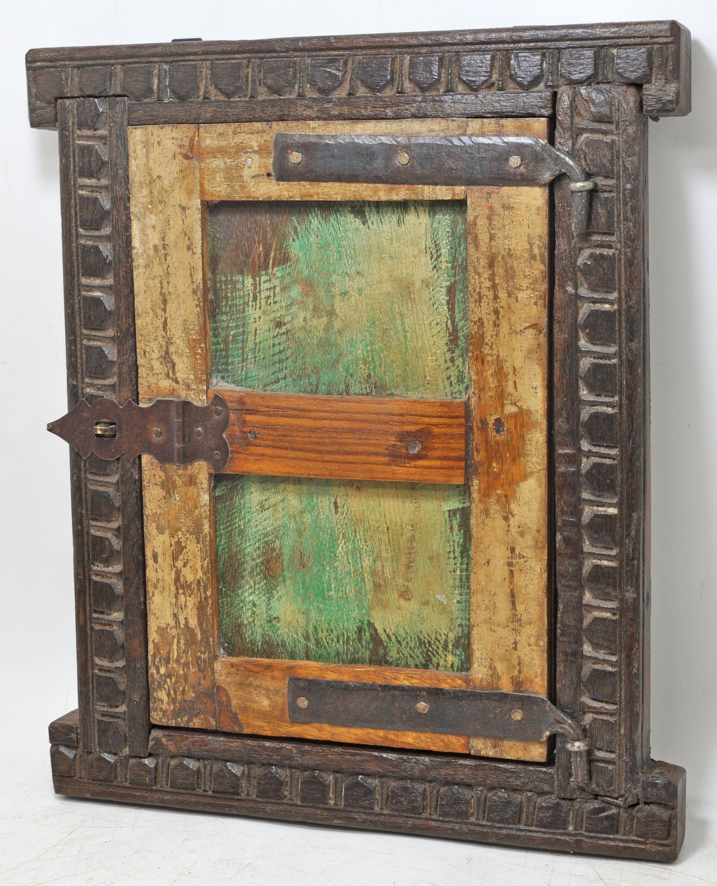 Antique Wooden Wall Décor Window Panel Frame Original Old Hand Crafted