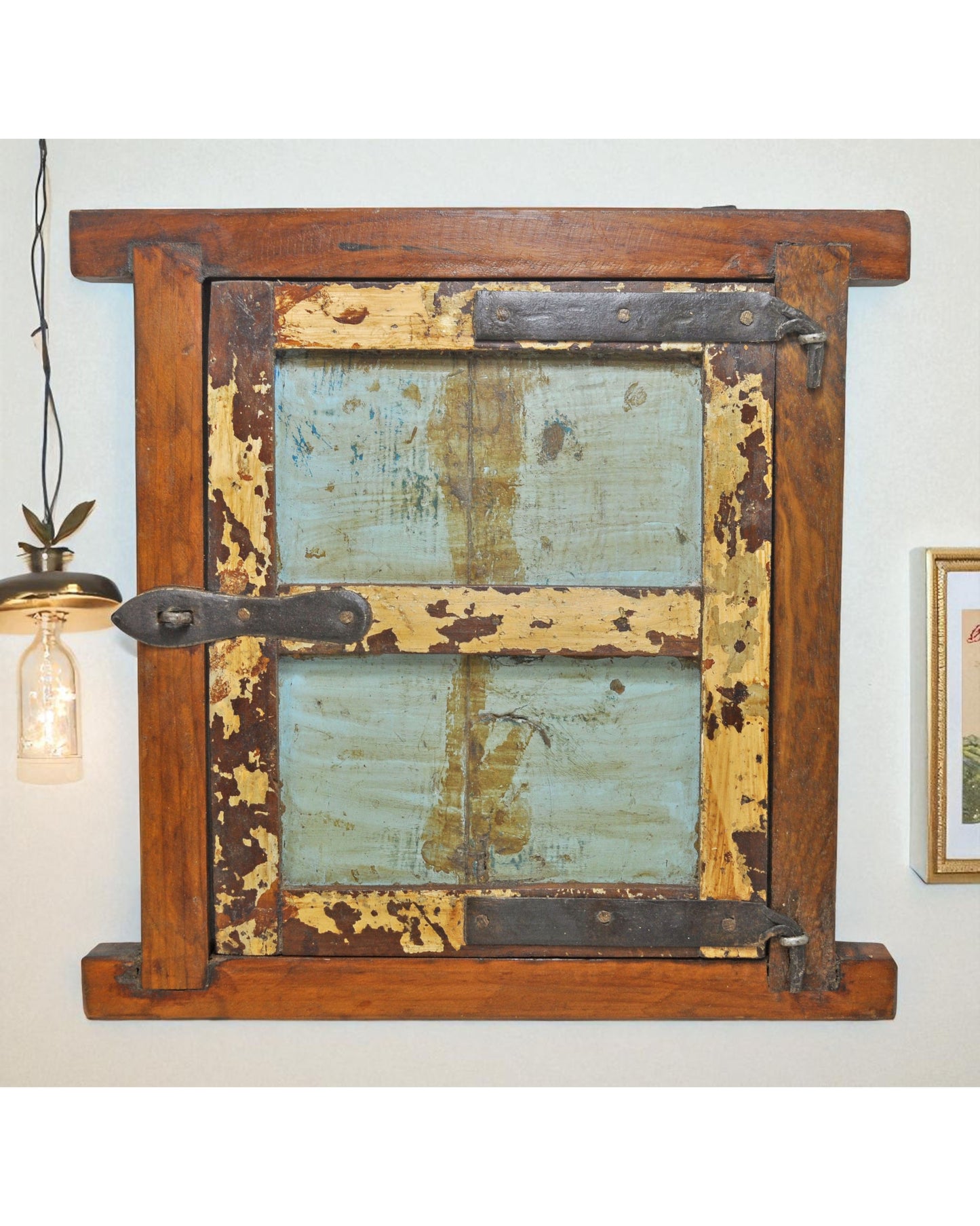 Antique Wooden Wall Décor Window Panel Frame Original Old Hand Crafted