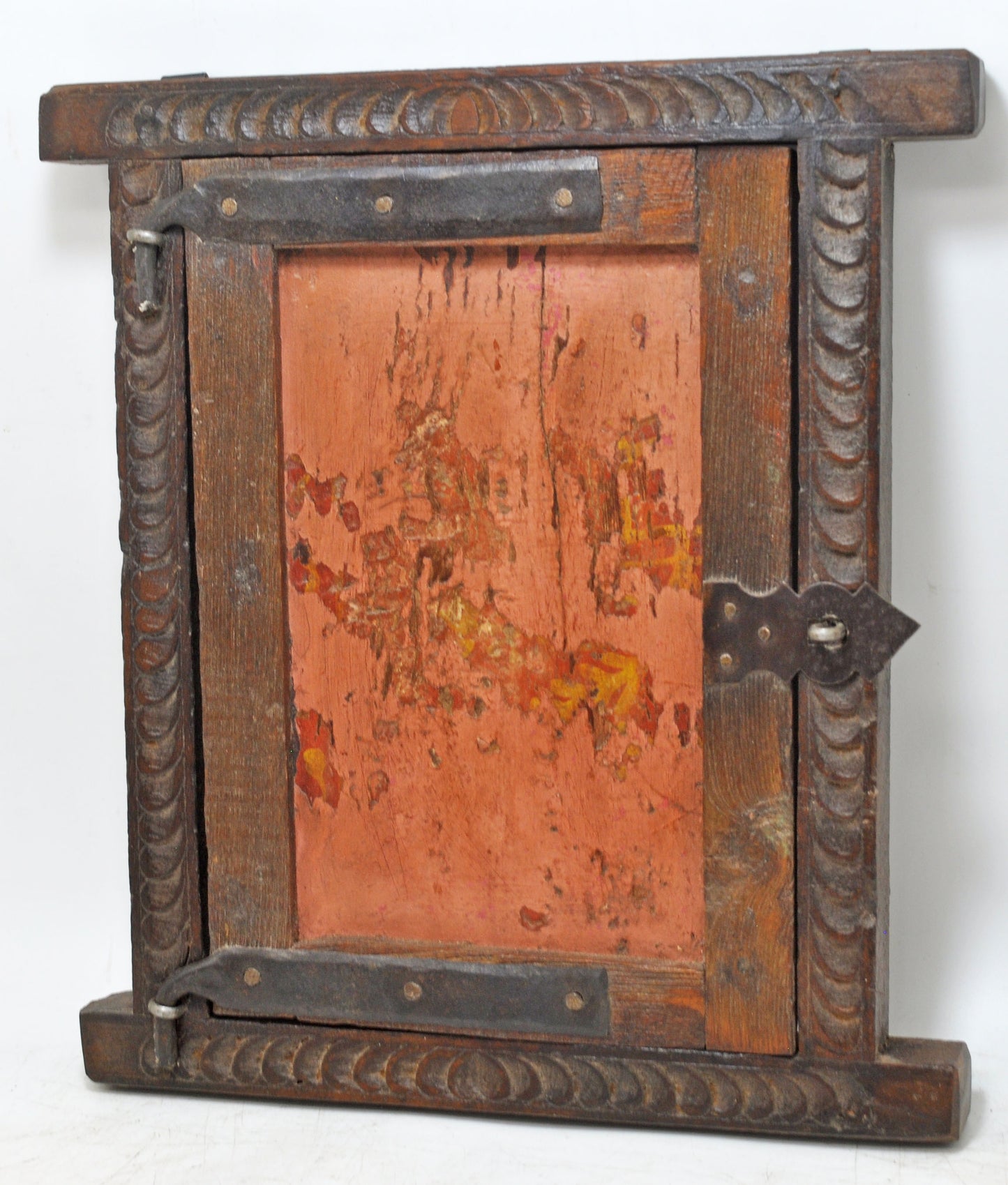 Antique Wooden Wall Décor Window Panel Frame Original Old Hand Crafted