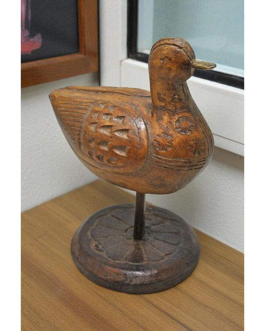 Vintage Wooden Bird Figurine Original Old Fine Hand Carved