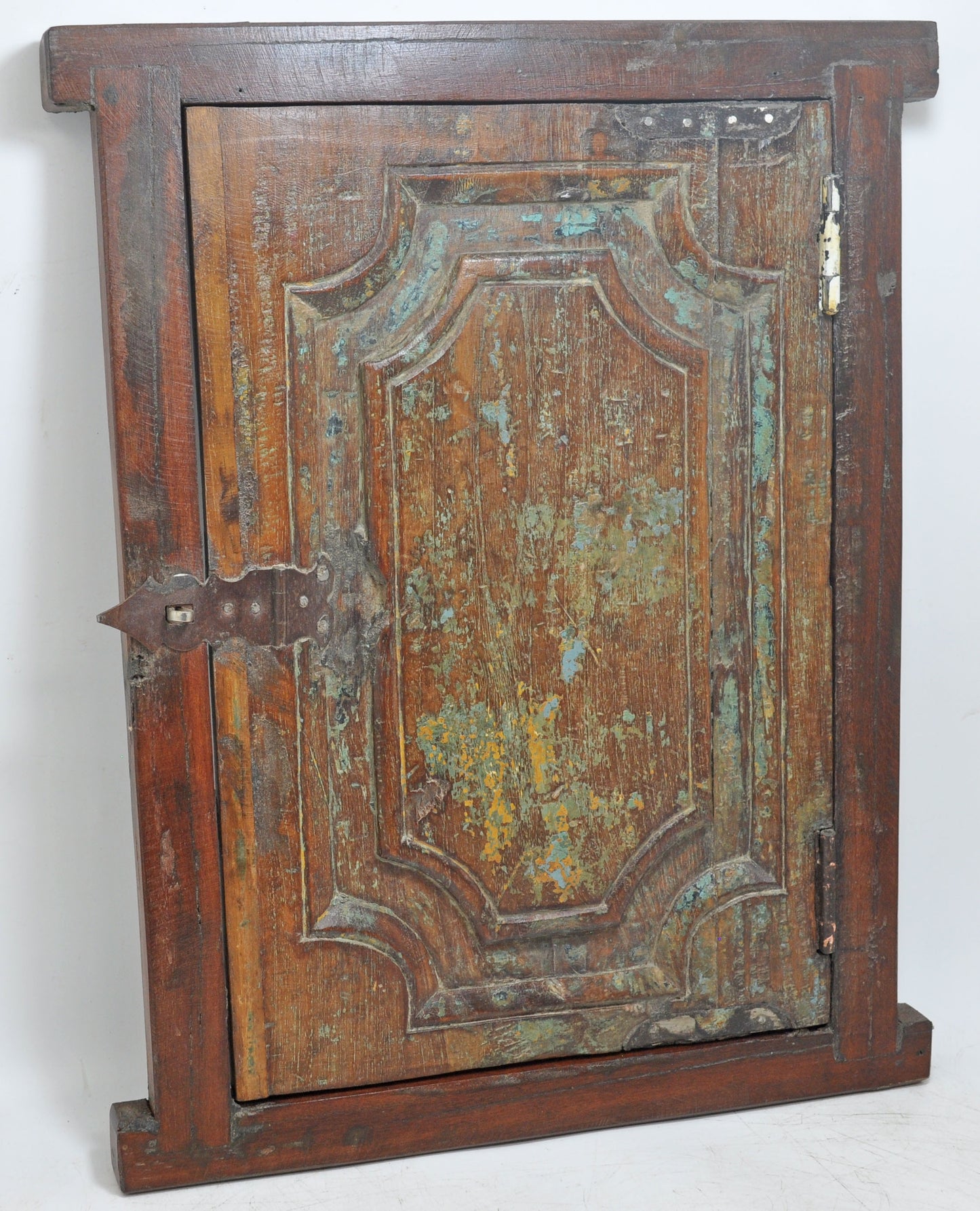 Antique Wooden Wall Décor Window Panel With Frame Original Old Hand Crafted