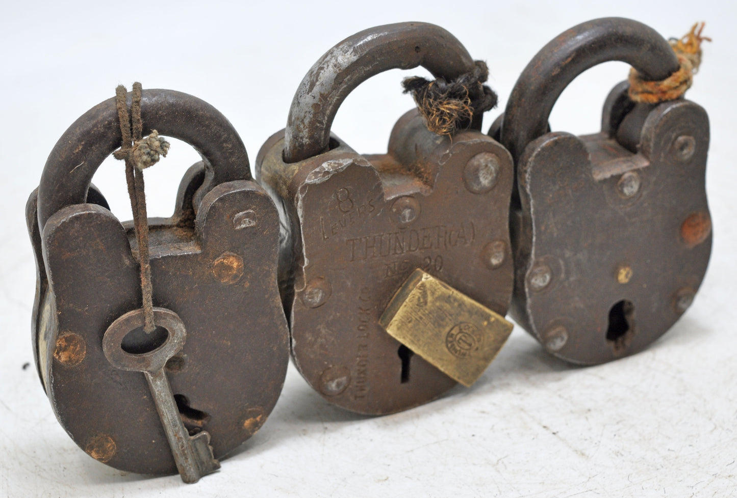 Lot of 3 Antique Iron Brass Pad Locks Original Old Hand Crafted Working With Keys