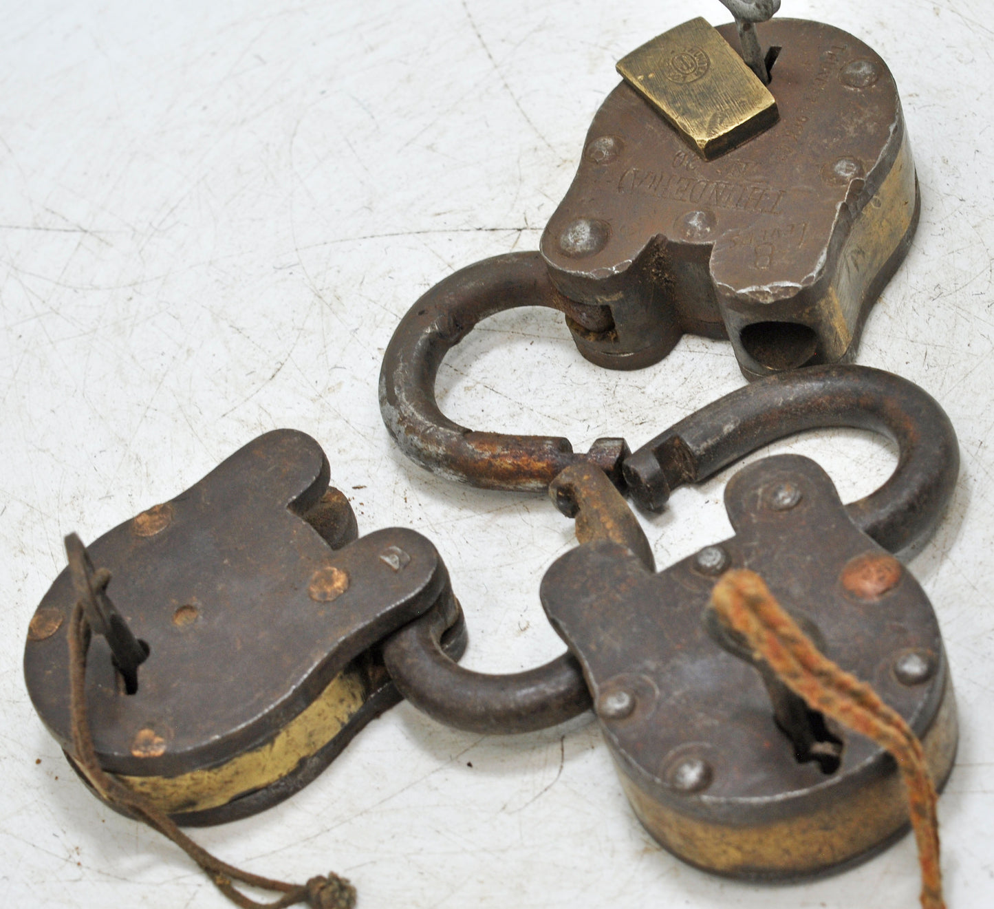 Lot of 3 Antique Iron Brass Pad Locks Original Old Hand Crafted Working With Keys