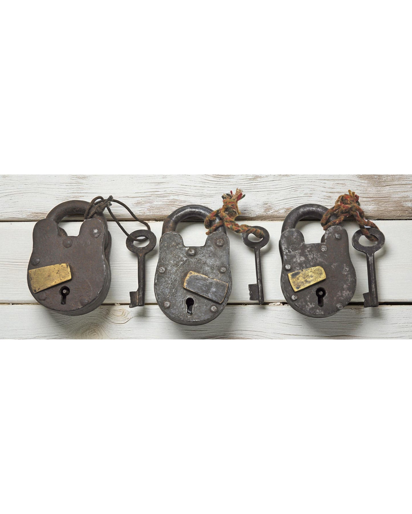 Lot of 3 Antique Iron Brass Pad Locks Original Old Hand Crafted Working With Keys