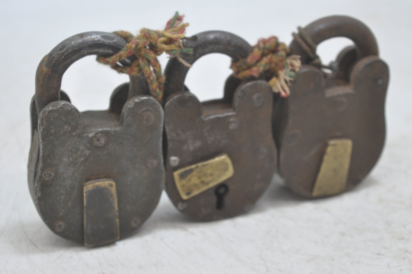 Lot of 3 Antique Iron Brass Pad Locks Original Old Hand Crafted Working With Keys