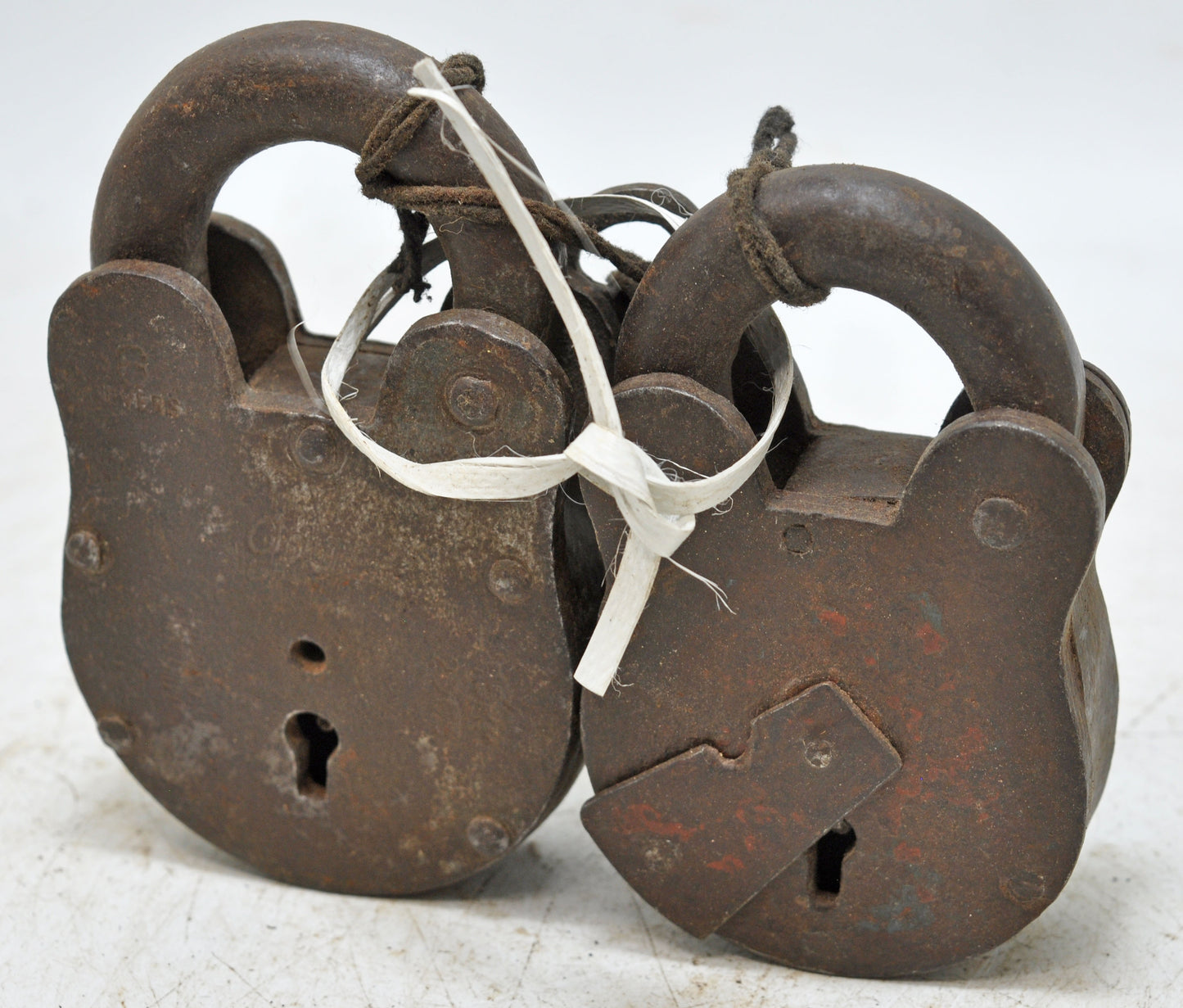 Lot of 2 Antique Iron Pad Locks Original Old Hand Crafted Working With Keys