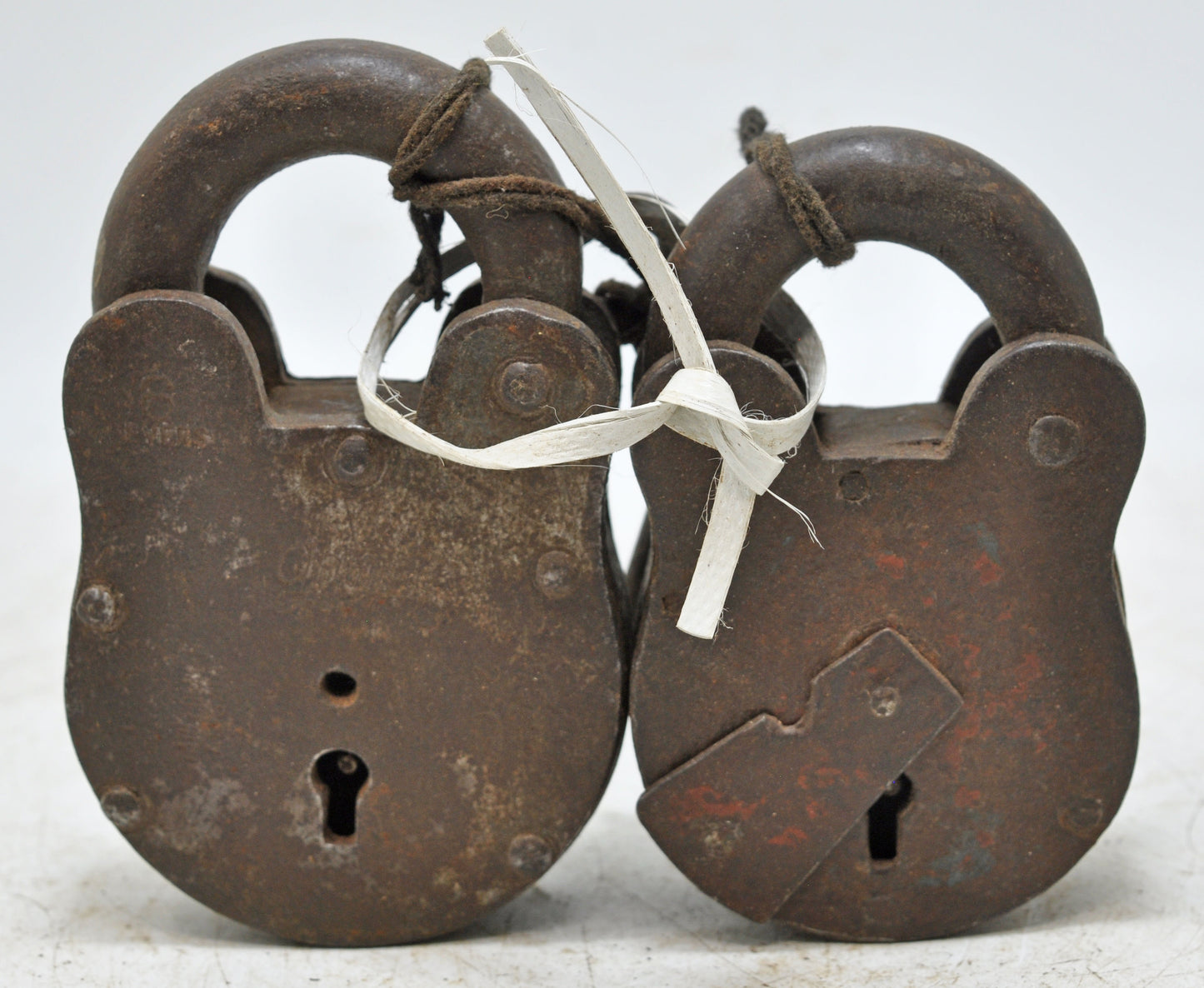 Lot of 2 Antique Iron Pad Locks Original Old Hand Crafted Working With Keys