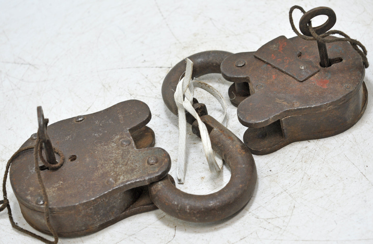 Lot of 2 Antique Iron Pad Locks Original Old Hand Crafted Working With Keys