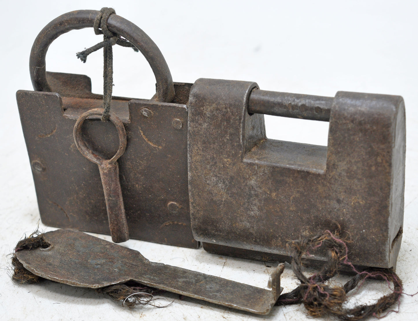 Lot of 2 Antique Iron Strip System Pad Locks Original Old Hand Crafted Working With Keys