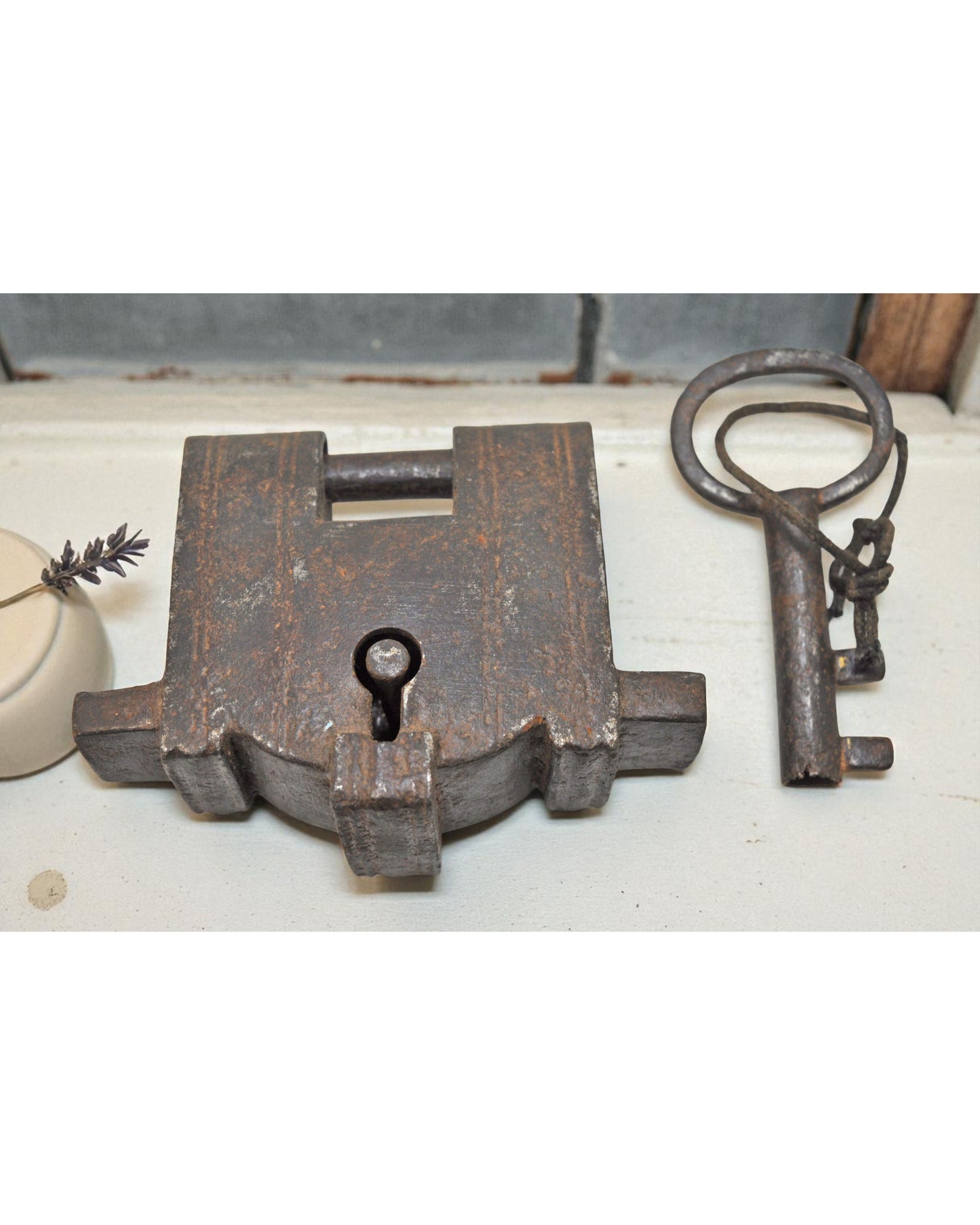 Antique Iron Large Strip System Pad Lock Original Old Hand Crafted Engraved Working