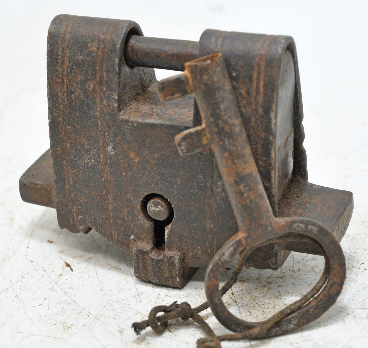 Antique Iron Large Strip System Pad Lock Original Old Hand Crafted Engraved Working