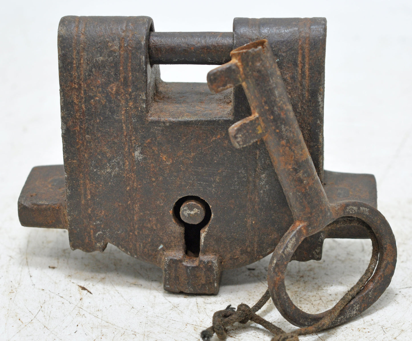 Antique Iron Large Strip System Pad Lock Original Old Hand Crafted Engraved Working