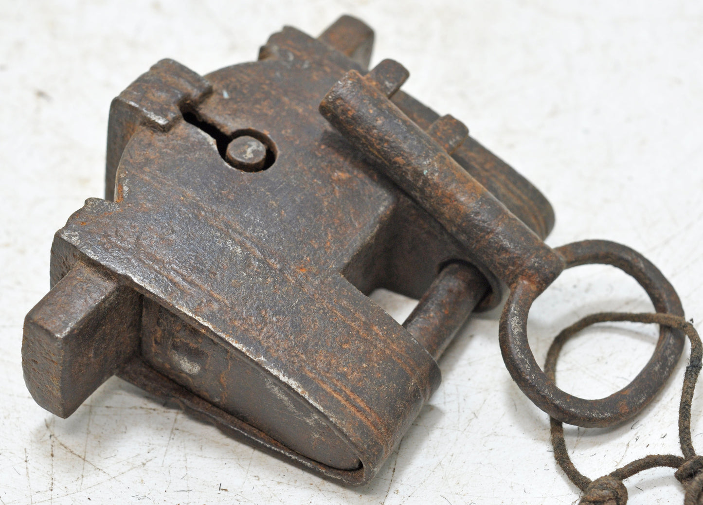 Antique Iron Large Strip System Pad Lock Original Old Hand Crafted Engraved Working