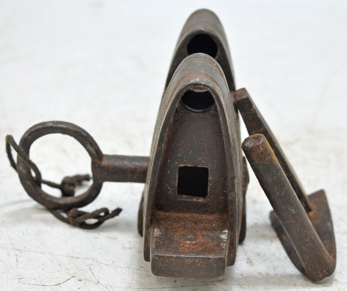 Antique Iron Large Strip System Pad Lock Original Old Hand Crafted Engraved Working