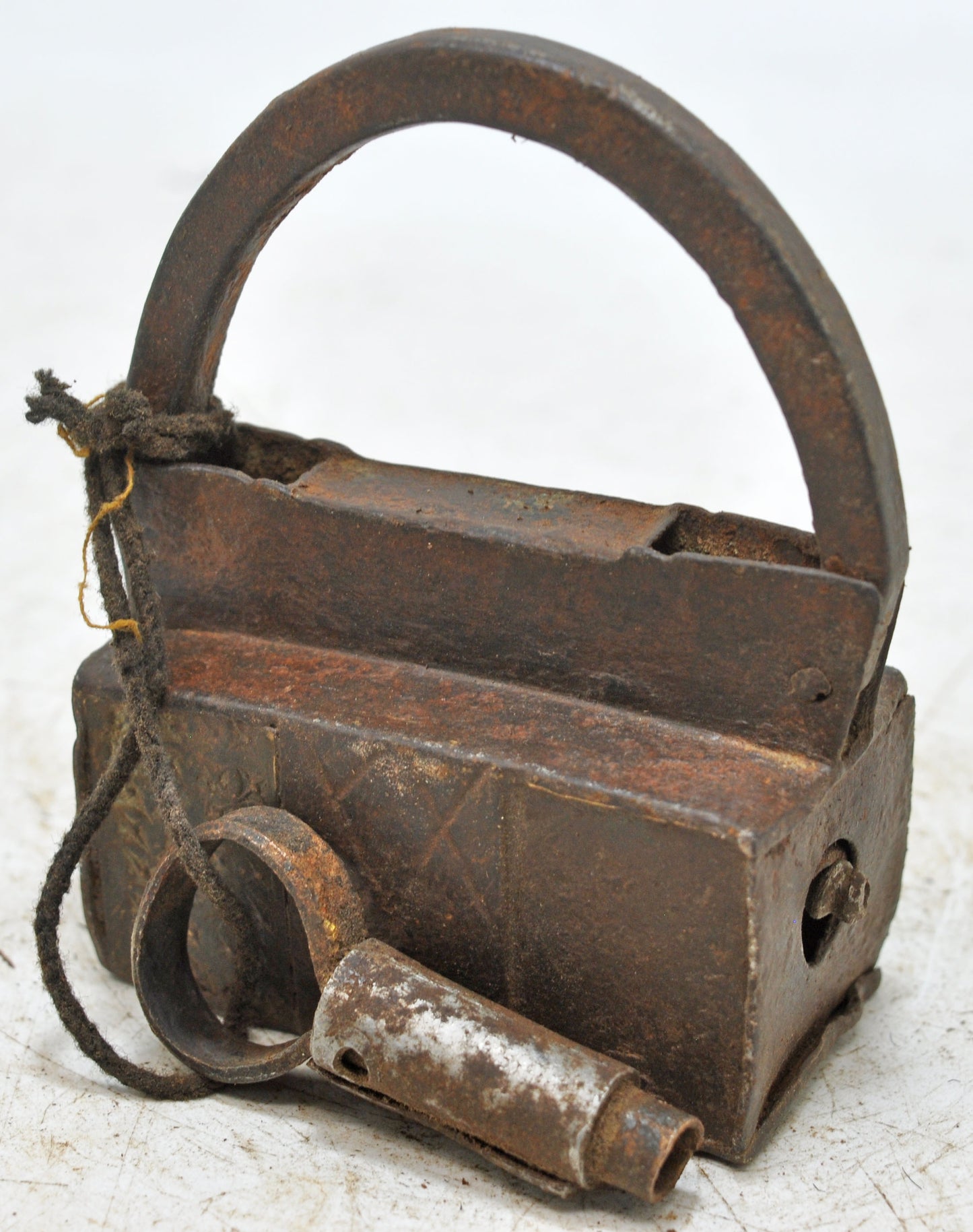 Antique Iron Spring Lever System Pad Lock Original Old Hand Crafted Engraved Working