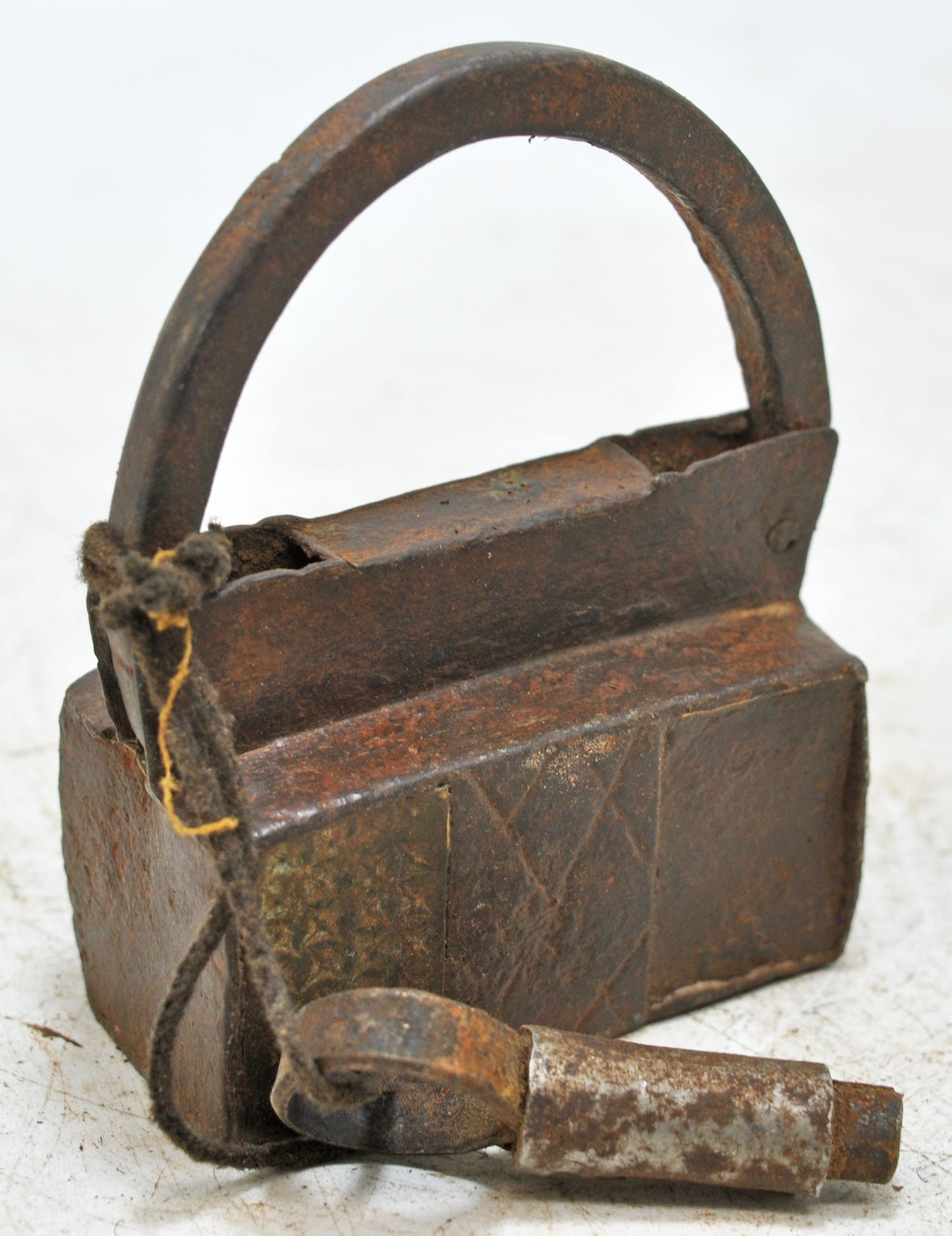 Antique Iron Spring Lever System Pad Lock Original Old Hand Crafted Engraved Working