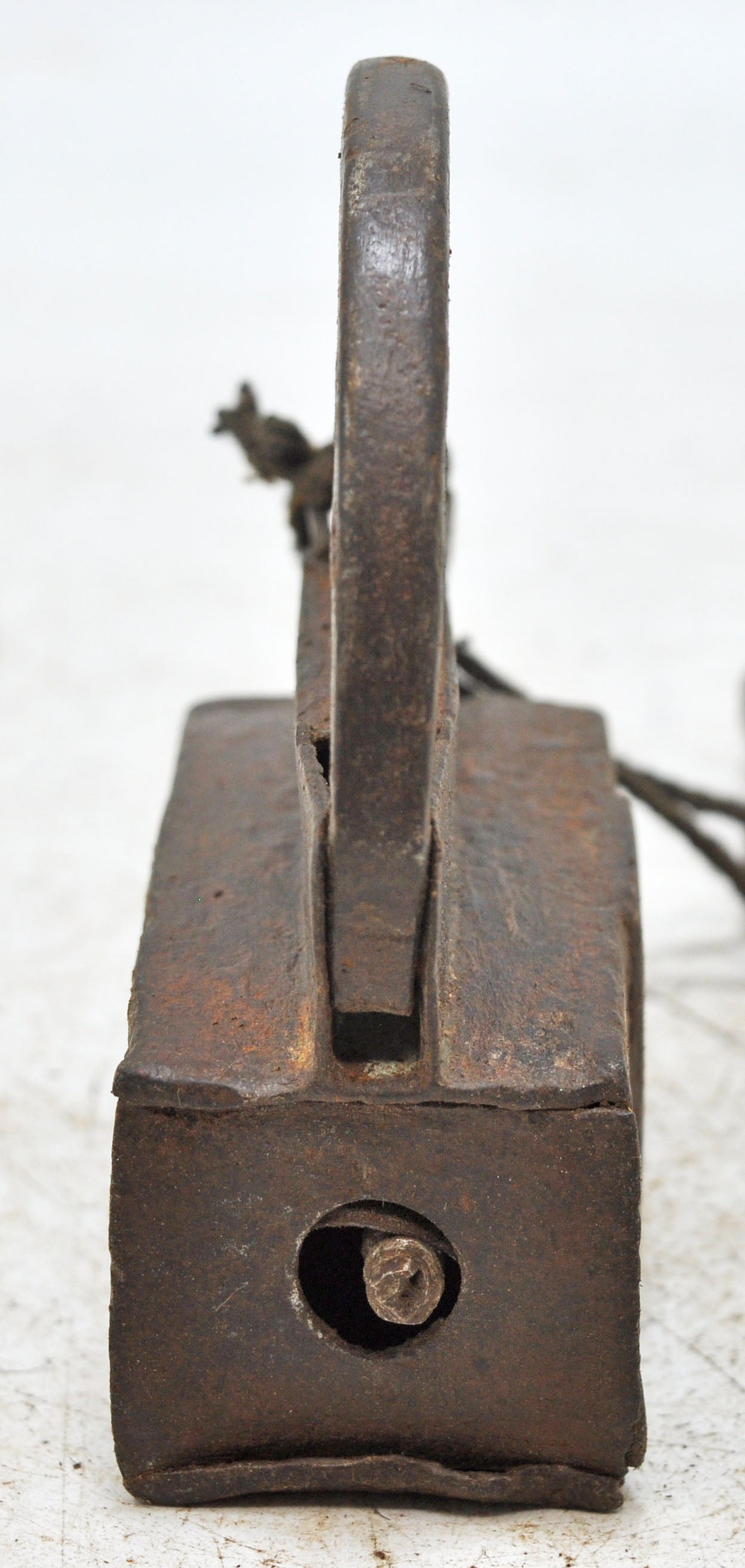 Antique Iron Spring Lever System Pad Lock Original Old Hand Crafted Engraved Working
