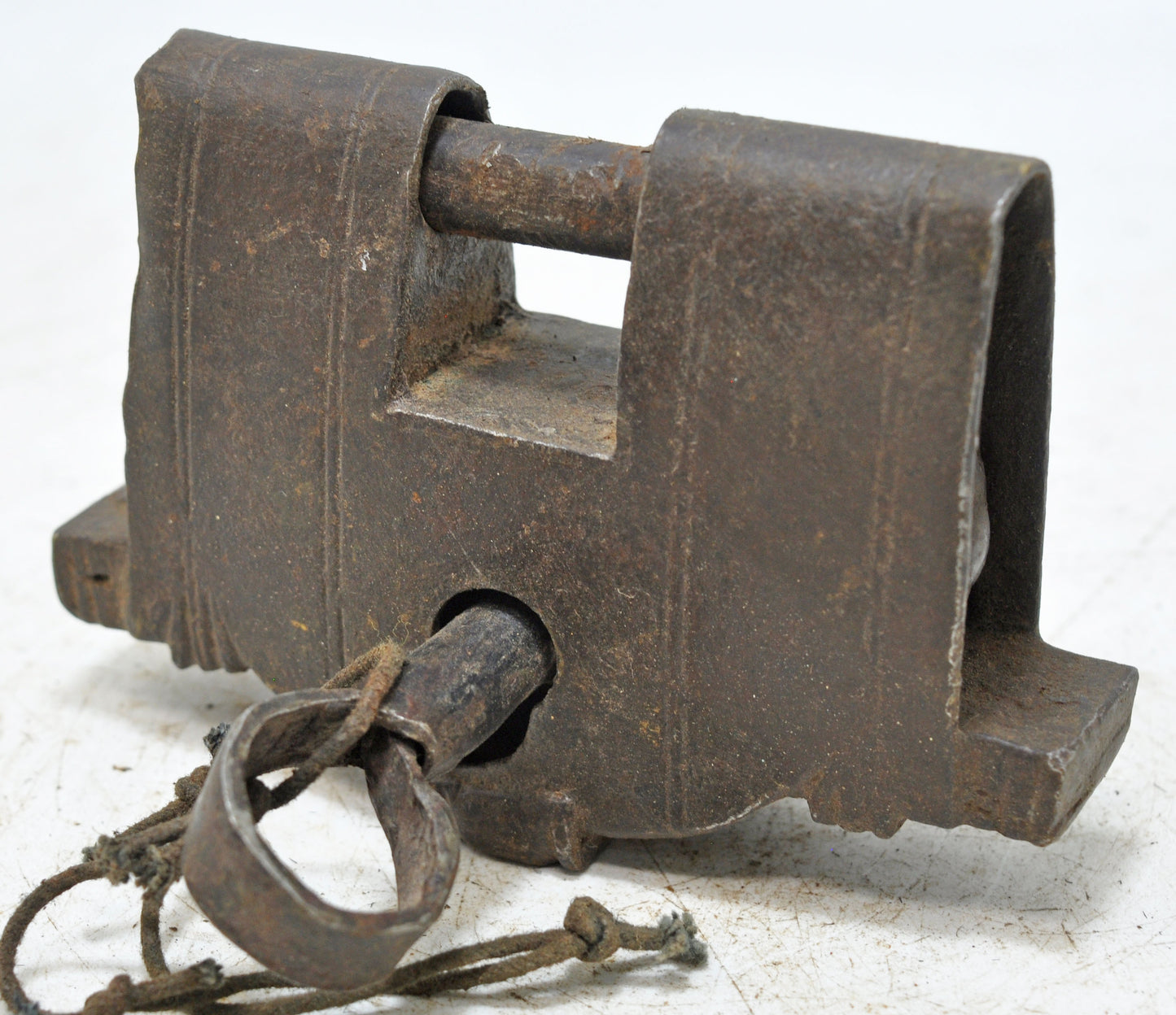 Antique Iron Large Strip System Pad Lock Original Old Hand Crafted Engraved Working