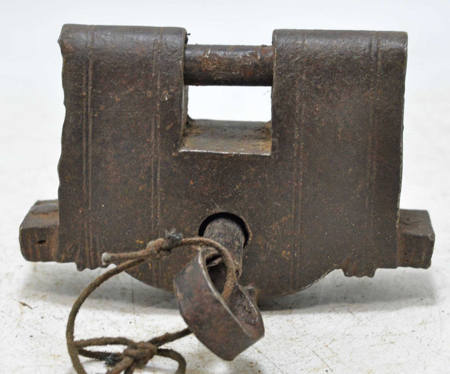 Antique Iron Large Strip System Pad Lock Original Old Hand Crafted Engraved Working