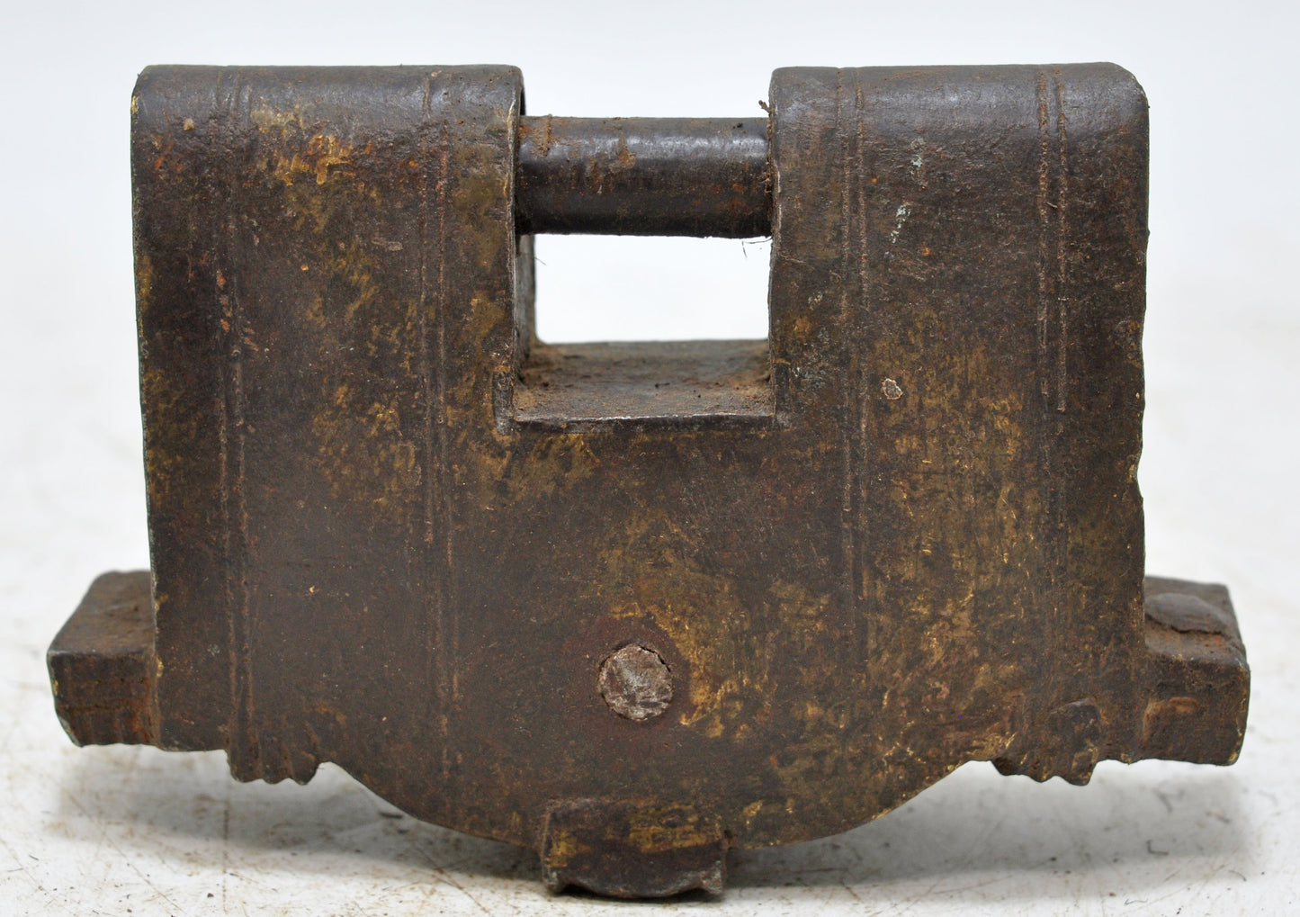 Antique Iron Large Strip System Pad Lock Original Old Hand Crafted Engraved Working