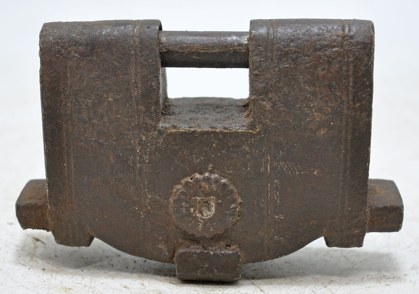 Antique Iron Large Strip System Pad Lock Original Old Hand Crafted Engraved Working