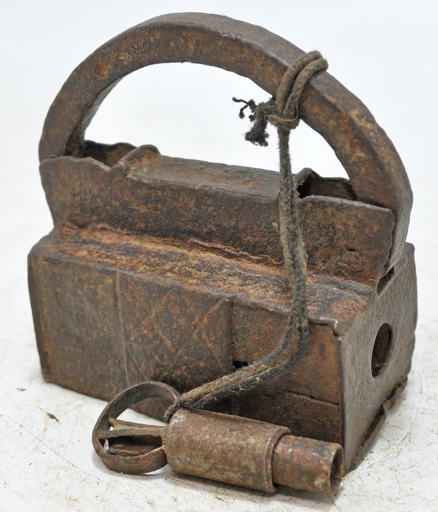 Antique Iron Spring Lever System Pad Lock Original Old Hand Crafted Engraved Working
