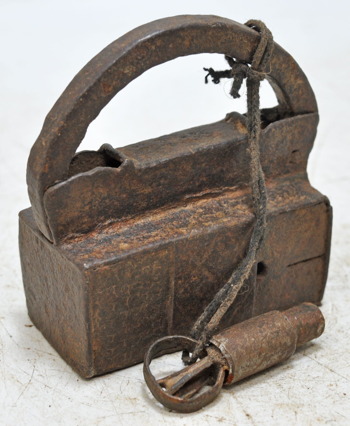 Antique Iron Spring Lever System Pad Lock Original Old Hand Crafted Engraved Working