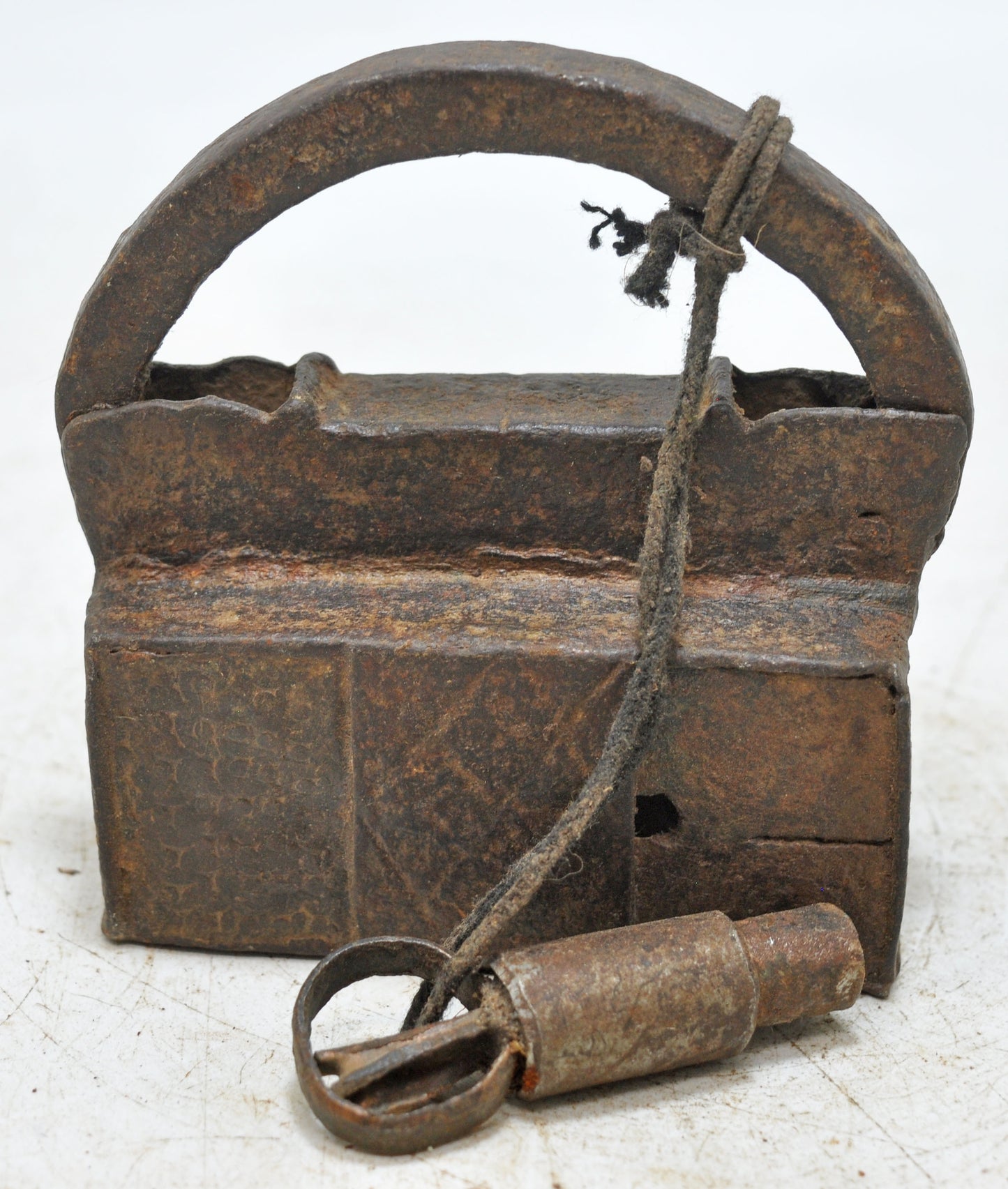 Antique Iron Spring Lever System Pad Lock Original Old Hand Crafted Engraved Working