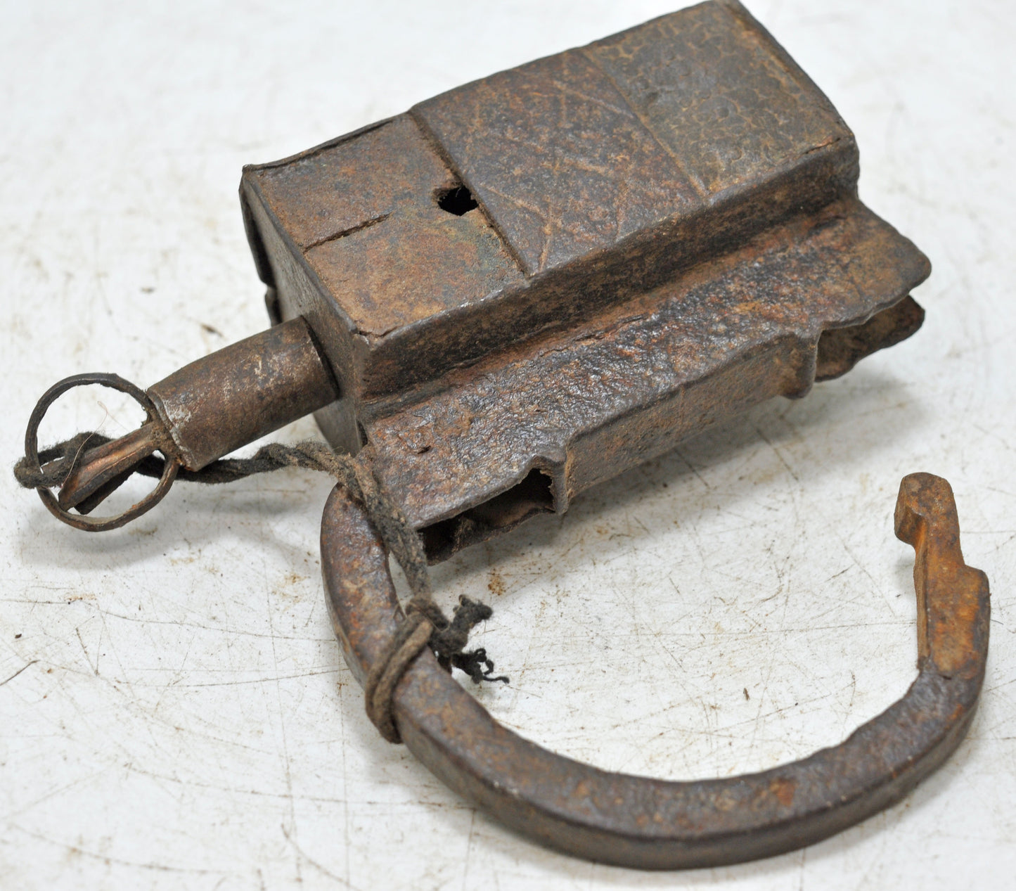 Antique Iron Spring Lever System Pad Lock Original Old Hand Crafted Engraved Working