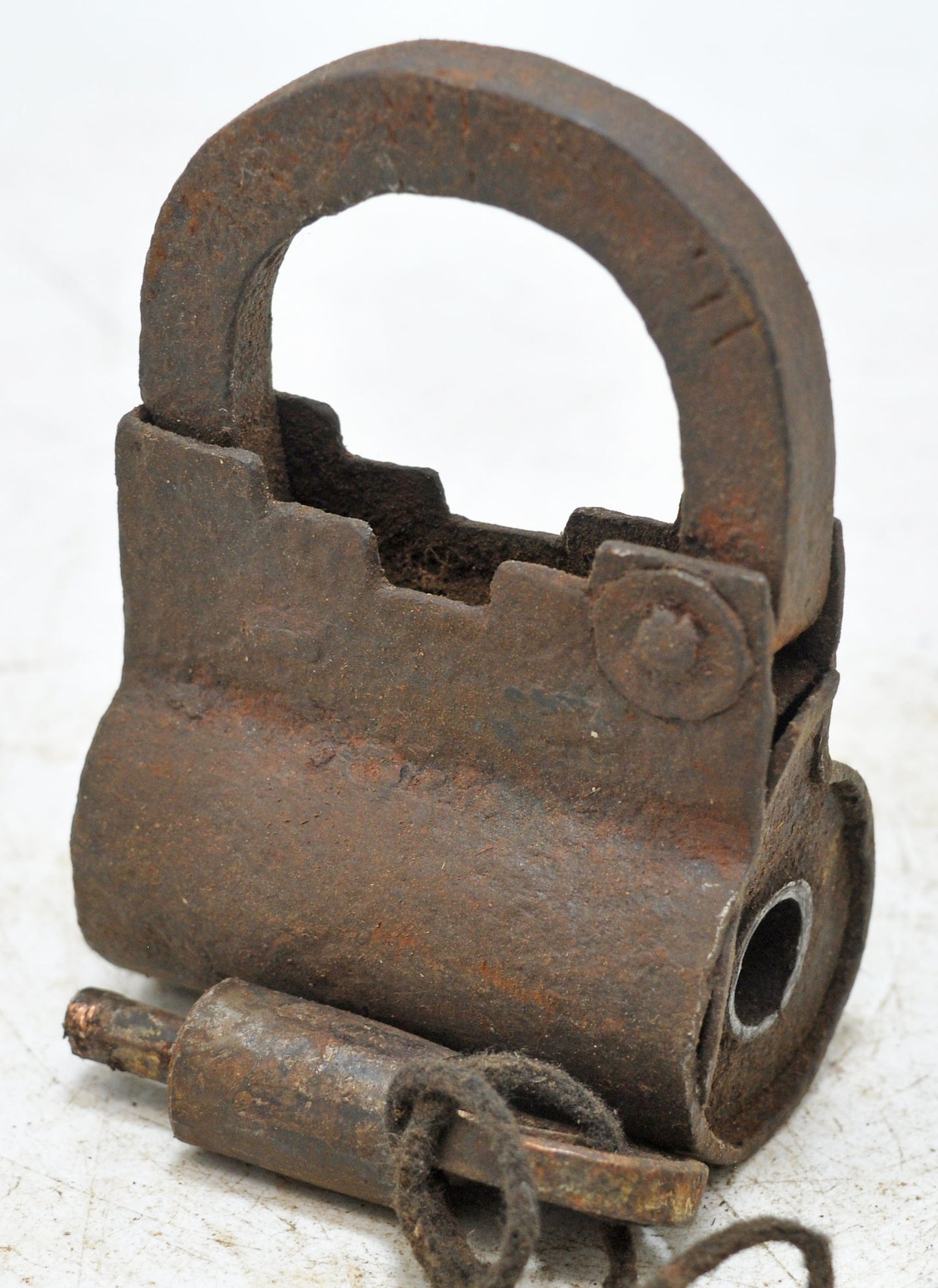 Antique Iron Spring Lever System Pad Lock Original Old Hand Crafted Engraved Working