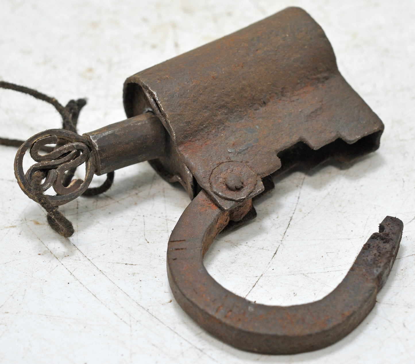 Antique Iron Spring Lever System Pad Lock Original Old Hand Crafted Engraved Working
