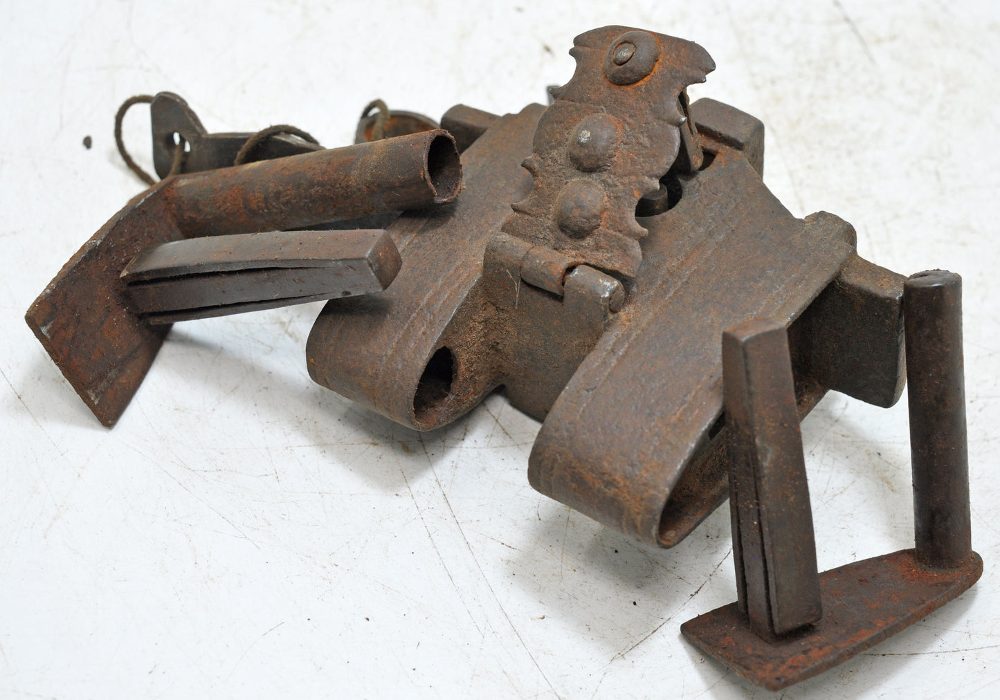 Antique Iron Rare Tricky Pad Lock Original Old Fine Hand Crafted Engraved Working 2 Keys
