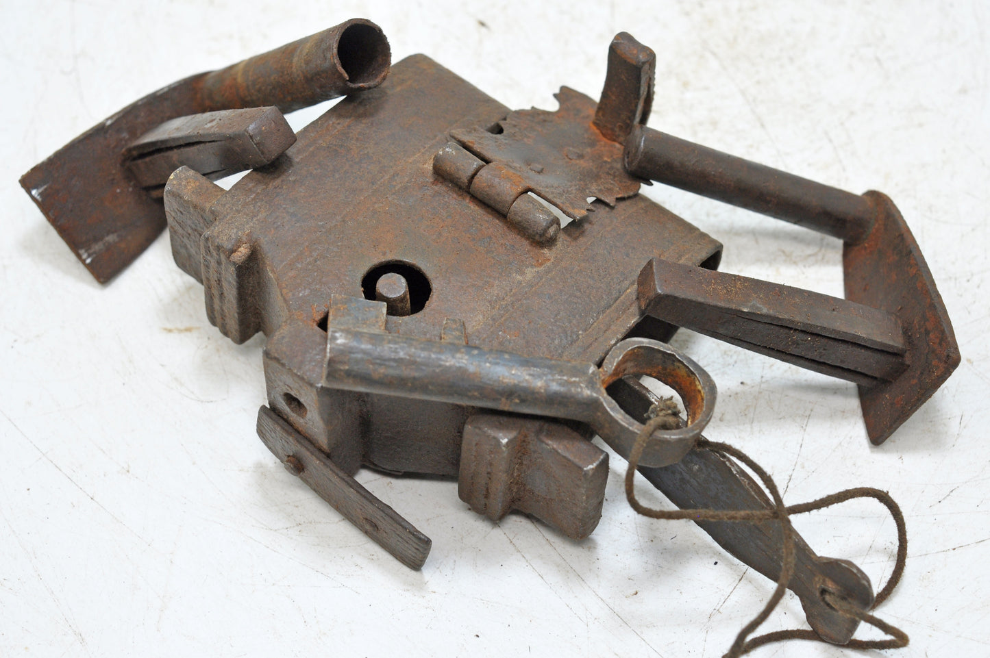 Antique Iron Rare Tricky Pad Lock Original Old Fine Hand Crafted Engraved Working 2 Keys