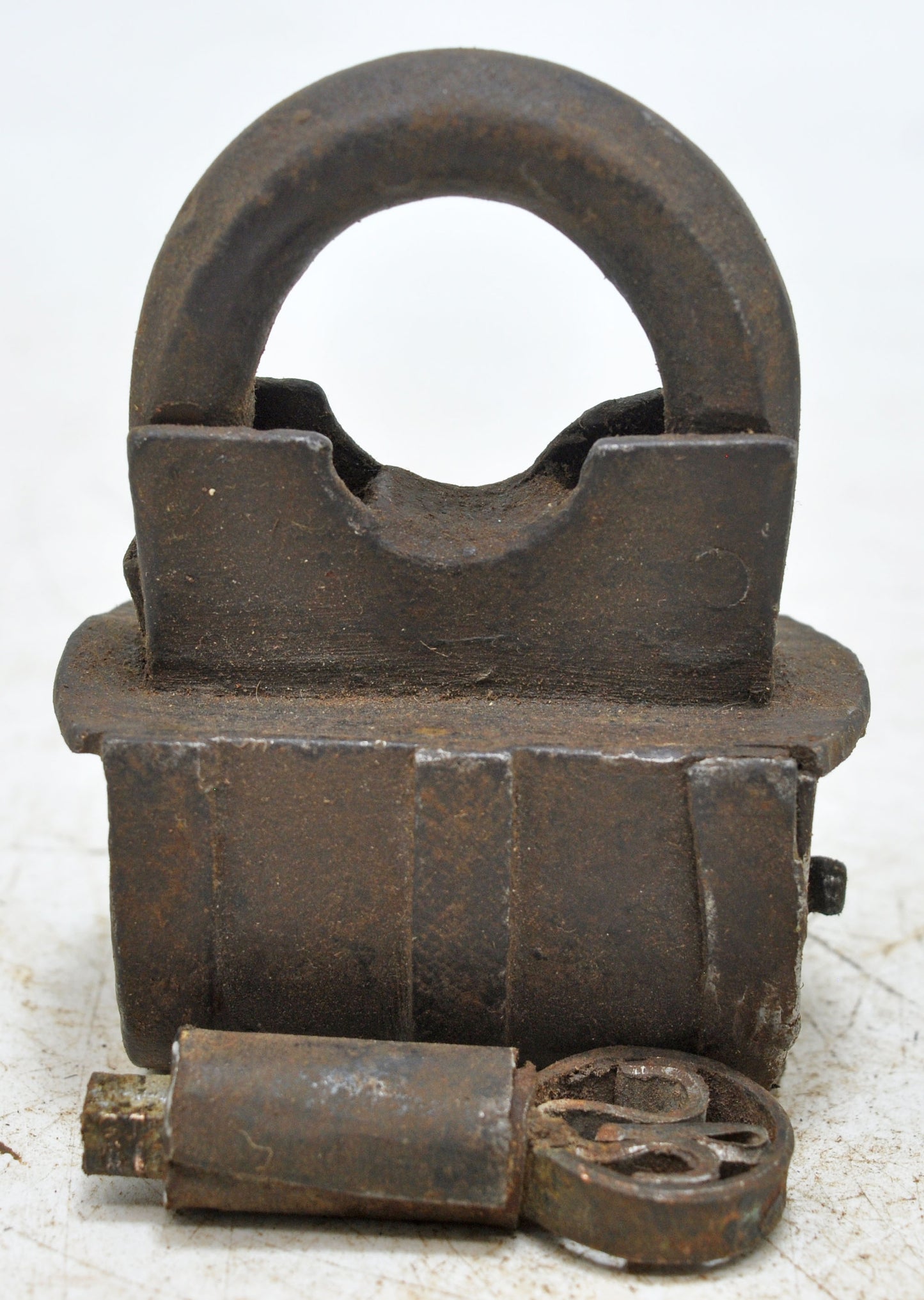 Antique Iron Spring Lever System Pad Lock Original Old Hand Crafted Engraved Working