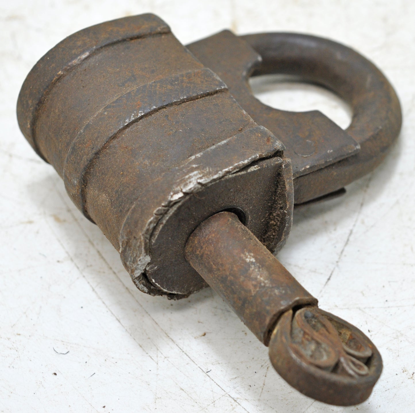 Antique Iron Spring Lever System Pad Lock Original Old Hand Crafted Engraved Working