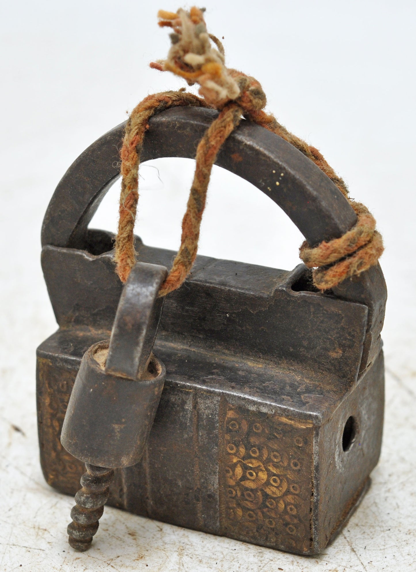 Antique Iron Spring Lever System Pad Lock Original Old Hand Crafted Engraved Working
