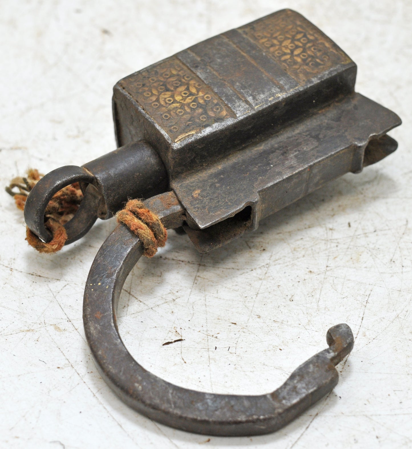 Antique Iron Spring Lever System Pad Lock Original Old Hand Crafted Engraved Working
