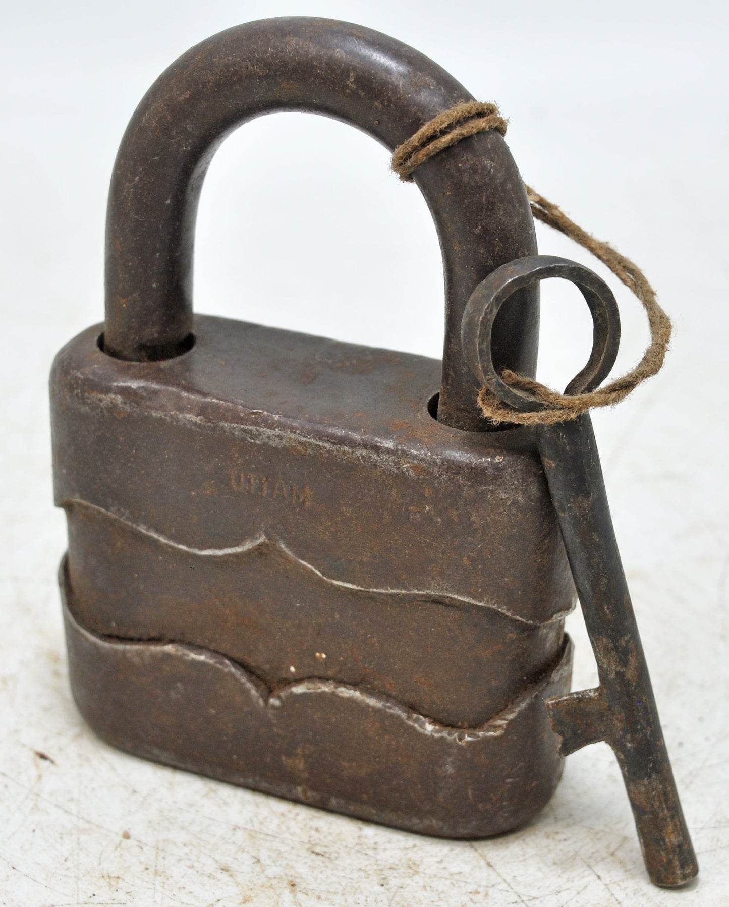 Antique Iron Large Size Pad Lock With Key Original Old Hand Crafted Working