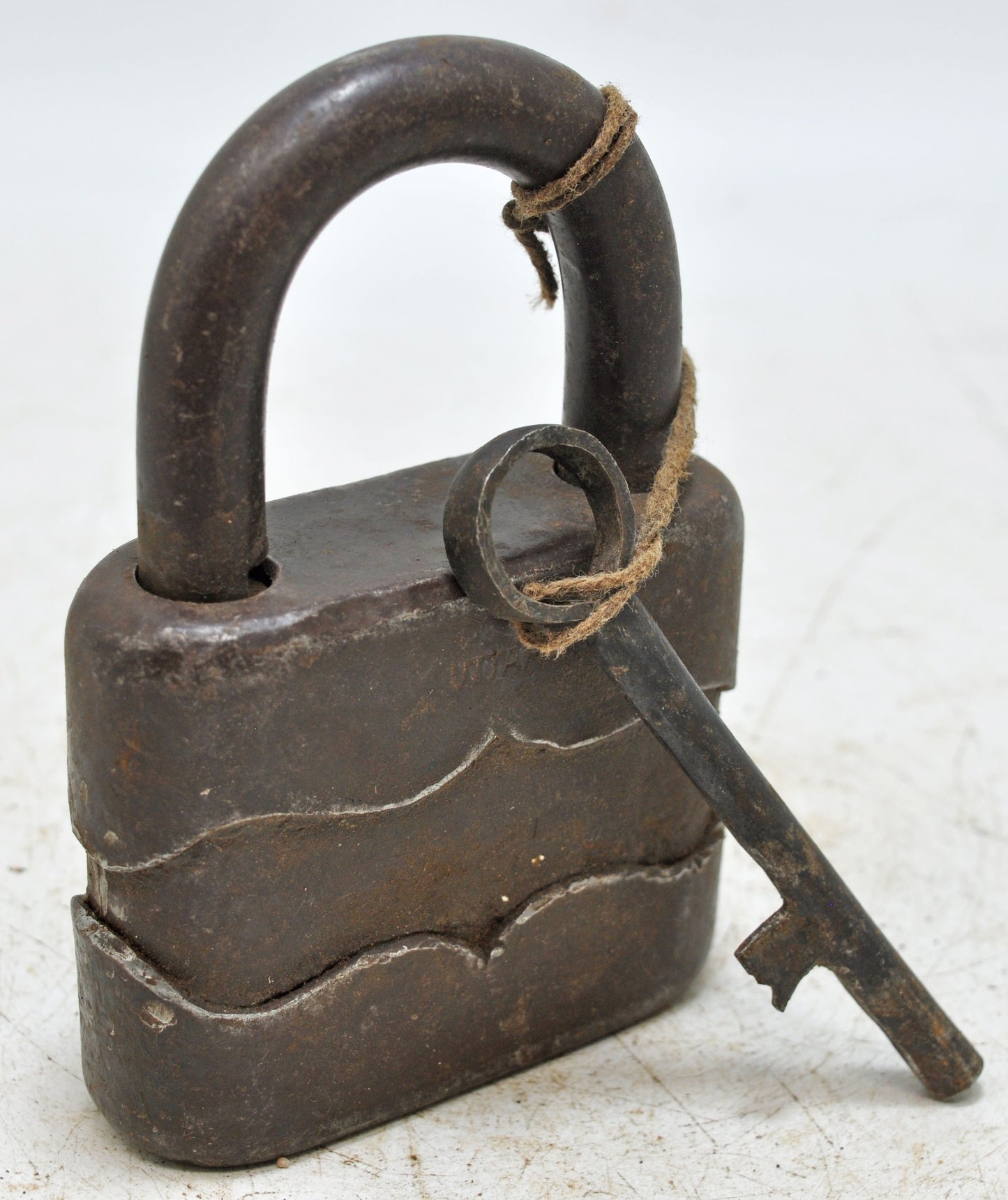 Antique Iron Large Size Pad Lock With Key Original Old Hand Crafted Working