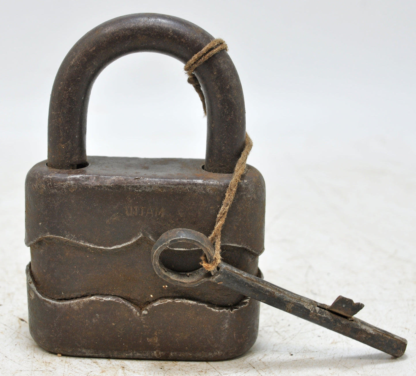 Antique Iron Large Size Pad Lock With Key Original Old Hand Crafted Working