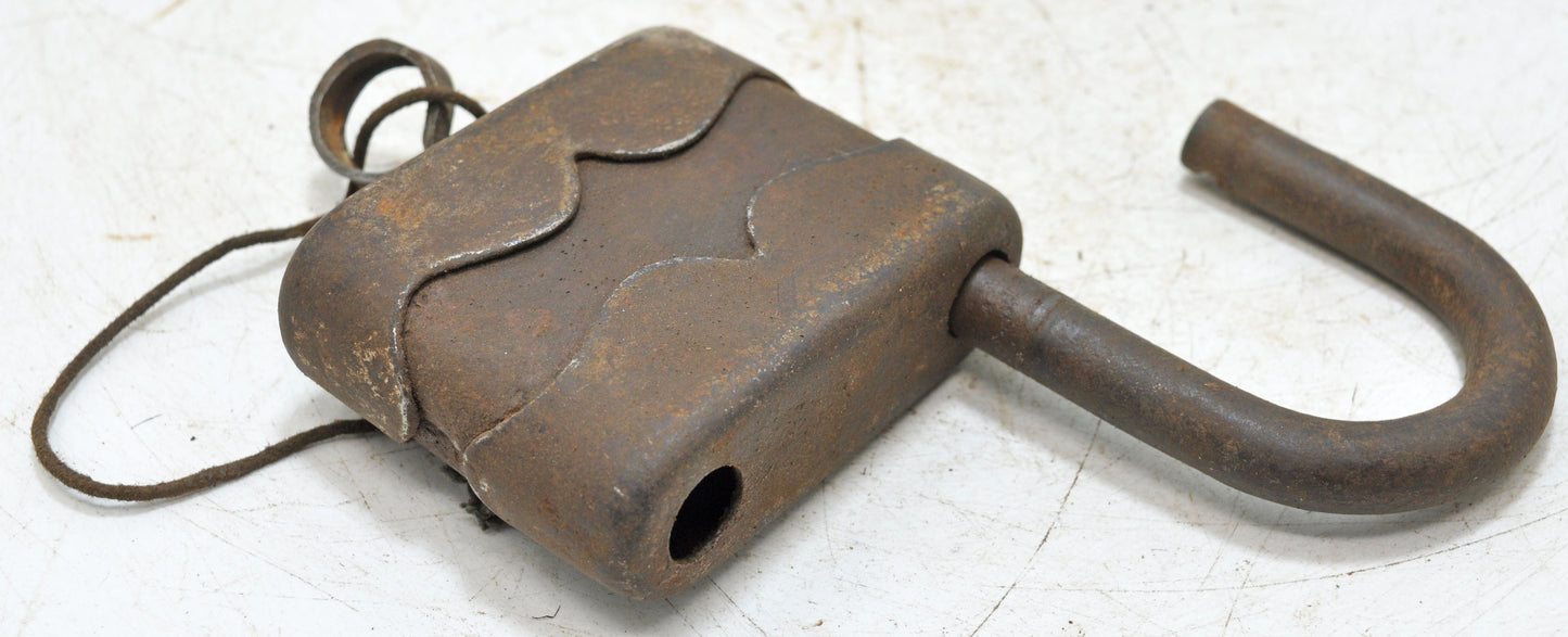 Antique Iron Large Size Pad Lock With Key Original Old Hand Crafted Working