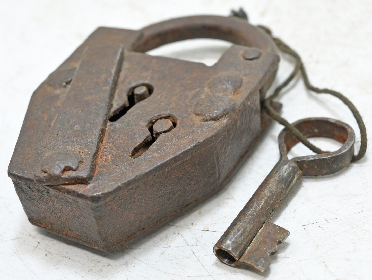 Antique Iron Large Size Pad Lock With Key Original Old Hand Crafted Working