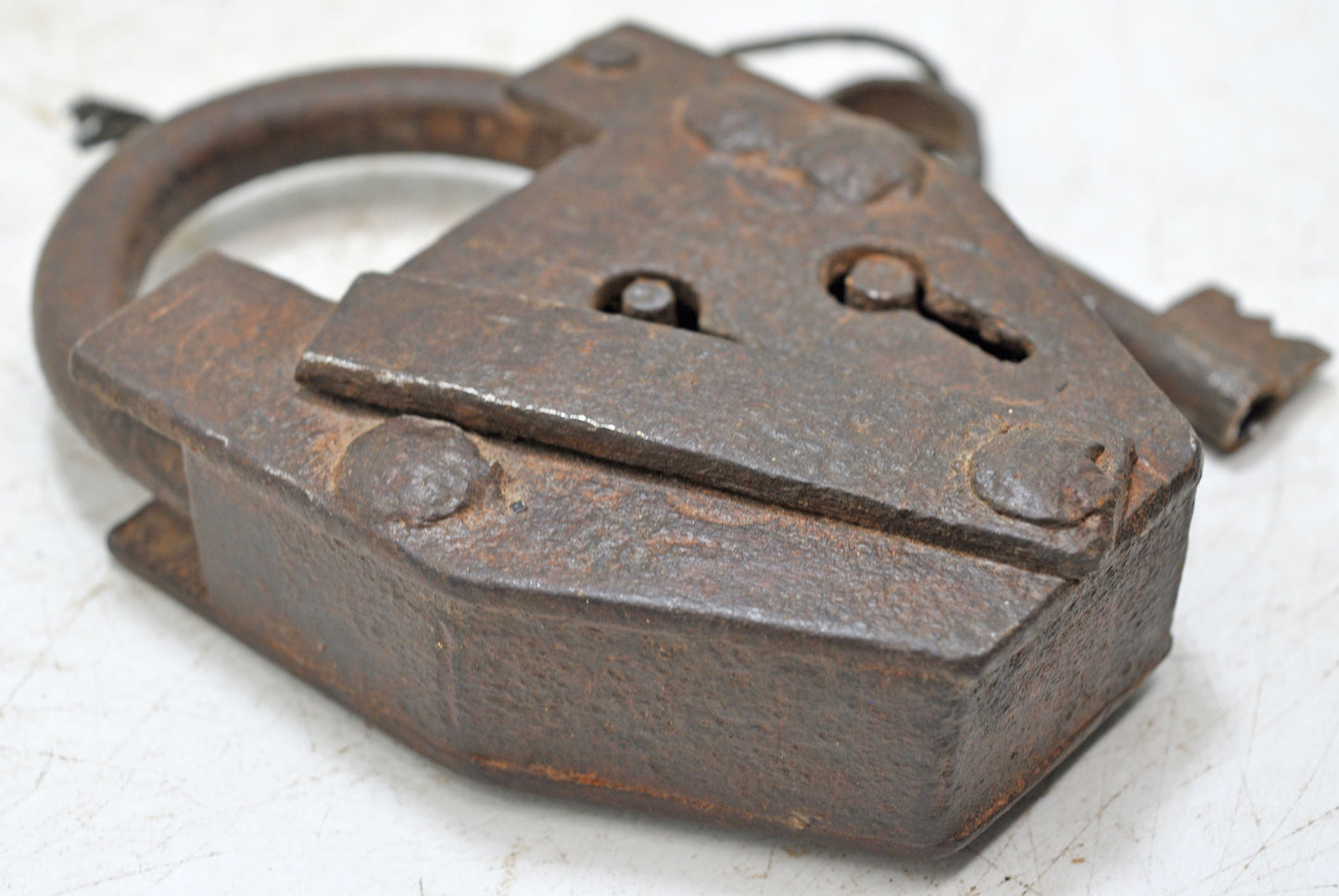 Antique Iron Large Size Pad Lock With Key Original Old Hand Crafted Working