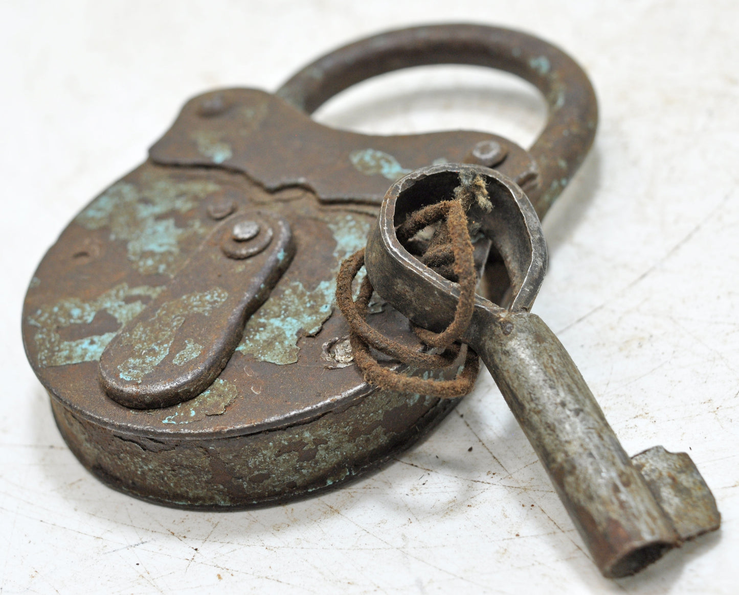 Antique Iron Large Size Pad Lock With Key Original Old Hand Crafted Working