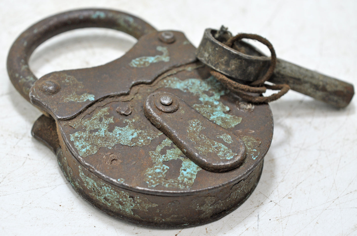 Antique Iron Large Size Pad Lock With Key Original Old Hand Crafted Working