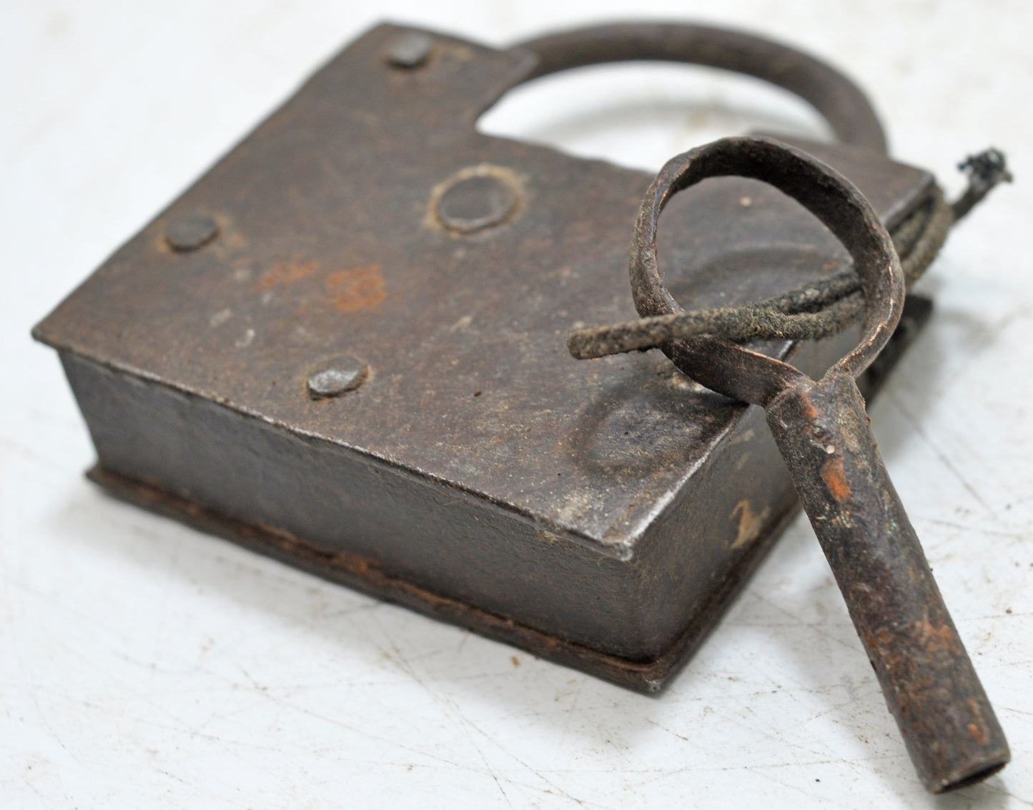 Antique Iron Spring Lever System Pad Lock Original Old Hand Crafted Engraved Working