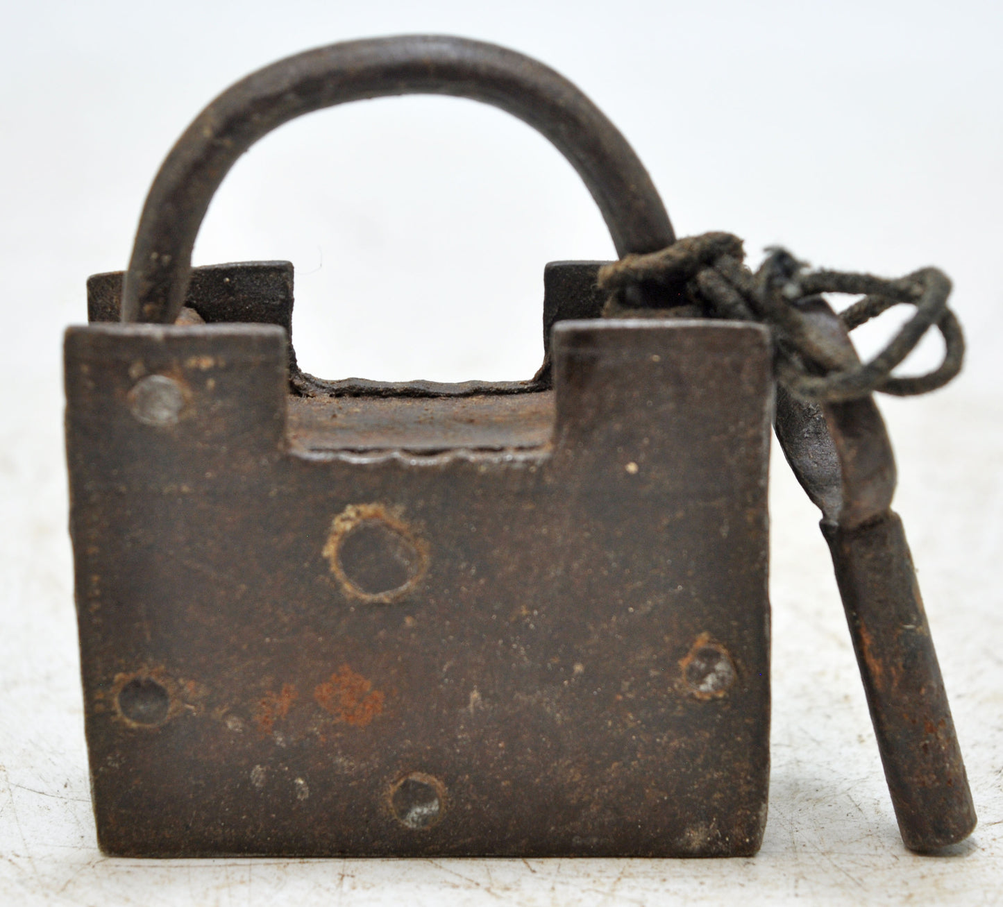 Antique Iron Spring Lever System Pad Lock Original Old Hand Crafted Engraved Working